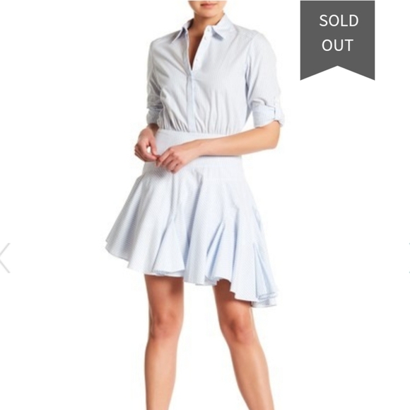 Jason Wu Dresses & Skirts - Jason Wu Grey Striped Ruffle Collared Mini Dress
